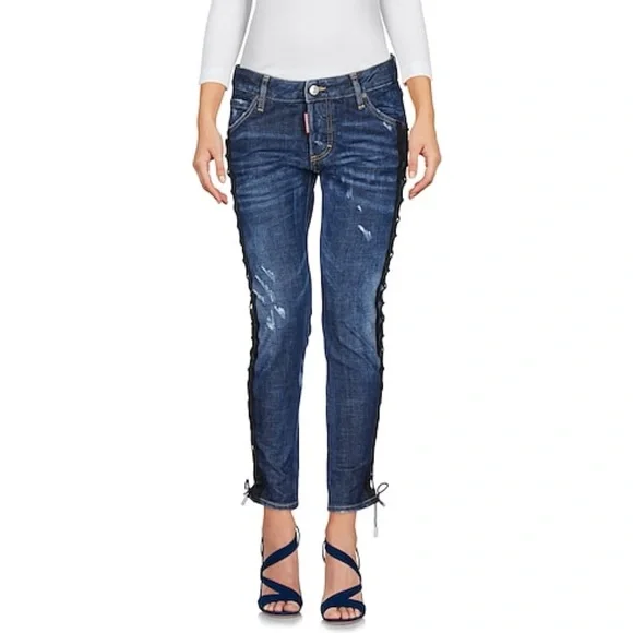 Dsquared2 Tie Detail Deana Denim Jeans- Size 40 (US 4) - Picture 1 of 15